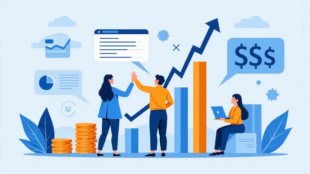 抽象的な金融データの成長と問題解決を示すインフォグラフィック要素