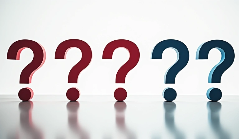 疑問符と解決策を示す抽象的な画像。