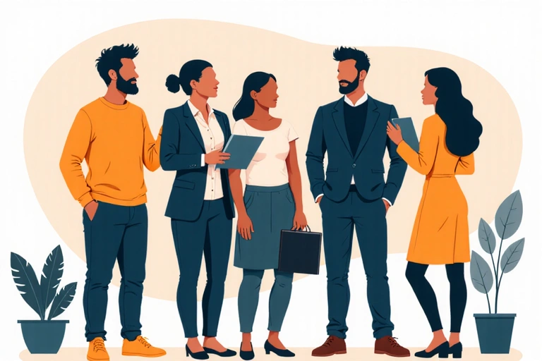 多様なプロフェッショナルチームが協力し、モダンで包括的な抽象的な表現。